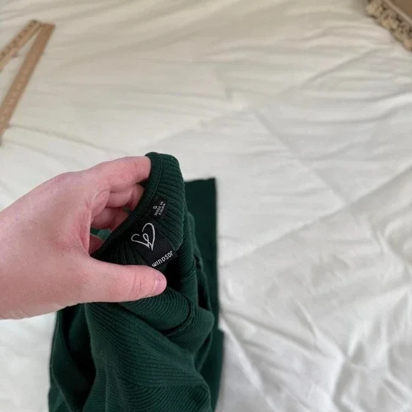 Y2K Windsor dark green ribbed bodycon maxi dress size small - Picture 4 of 4